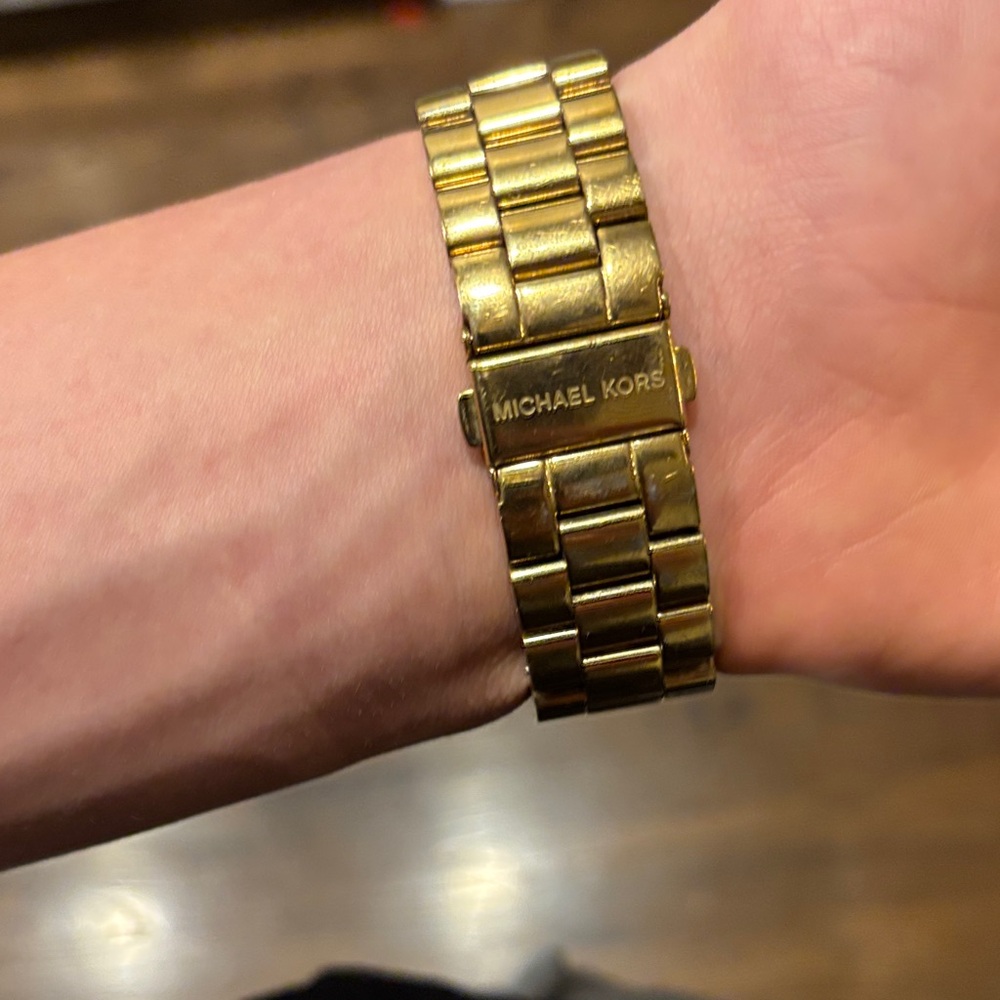 Michael Kors Orange Dial Gold Watch - Picture 3 of 5